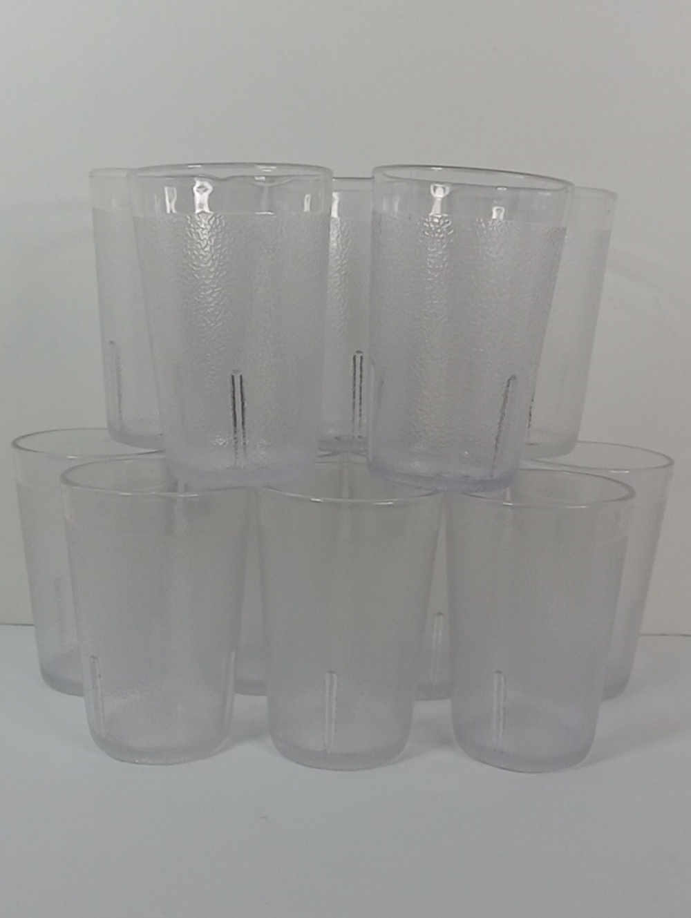 Vintage Texan Clear Pebble Textured Plastic Drinking Tumblers - Set of 10